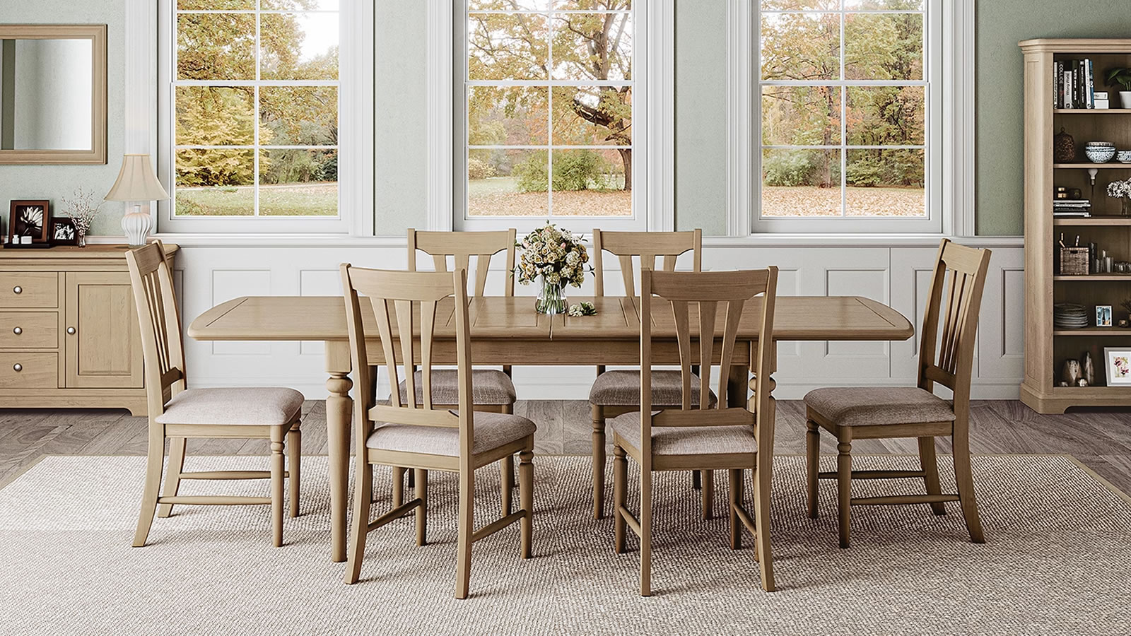 Signature Collection Leamington Oak Large Dining Table Lifestyle